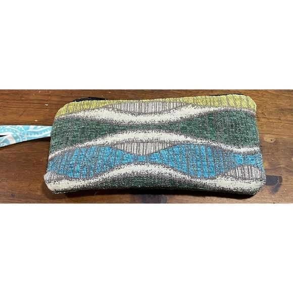 Unbranded Cloth Wristlet Coin Purse/Zip Closure/Blue Green Fabric/7.5" x… - Picture 2 of 5